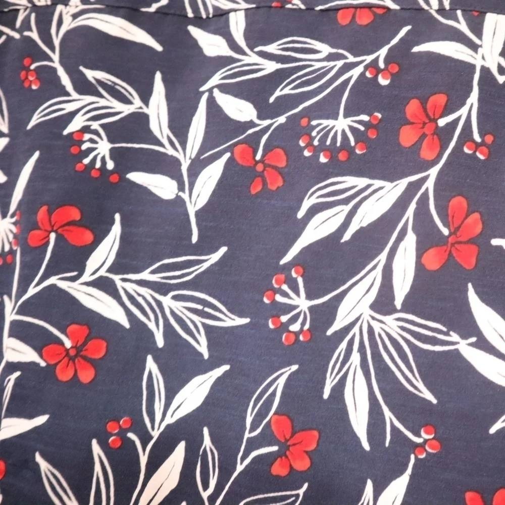 Navy Floral Blouse 16W Alfred Dunner Women Pleated Front Short Sleeve Top - Picture 10 of 11